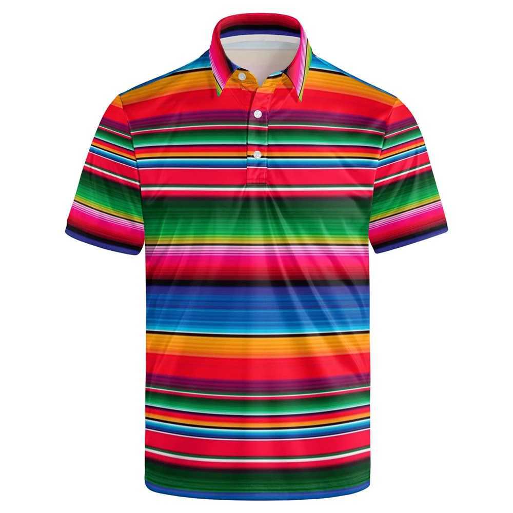 New Mens Striped Five-Pointed Star Printed Polo Shirt Mens Comfortable Fashion Golf Wear Mens Breathable Fitness Tennis WearX240920