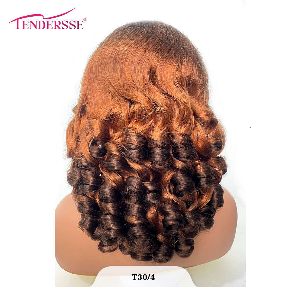 100% Indian Bouncy Curly Loose Wave 13x4 HD Lace Front Ombre Double Drawn Curl Wig 250% Density Glueless with Baby Hair