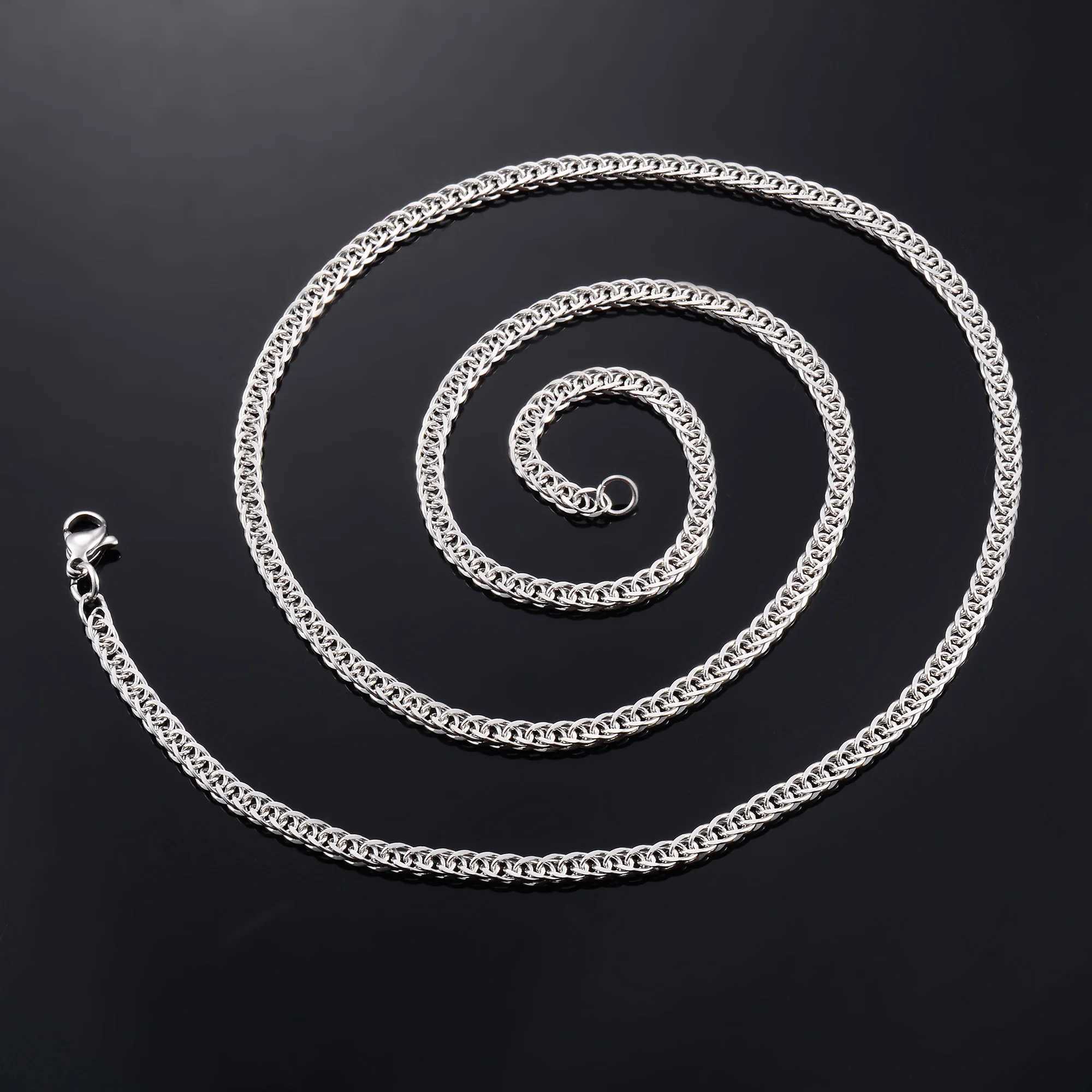Stainless Steel Weaving Chain Long Necklace for Women Men Choker on Neck Collarbone Silver Color Waterproof Jewelry AccessoriesX240919