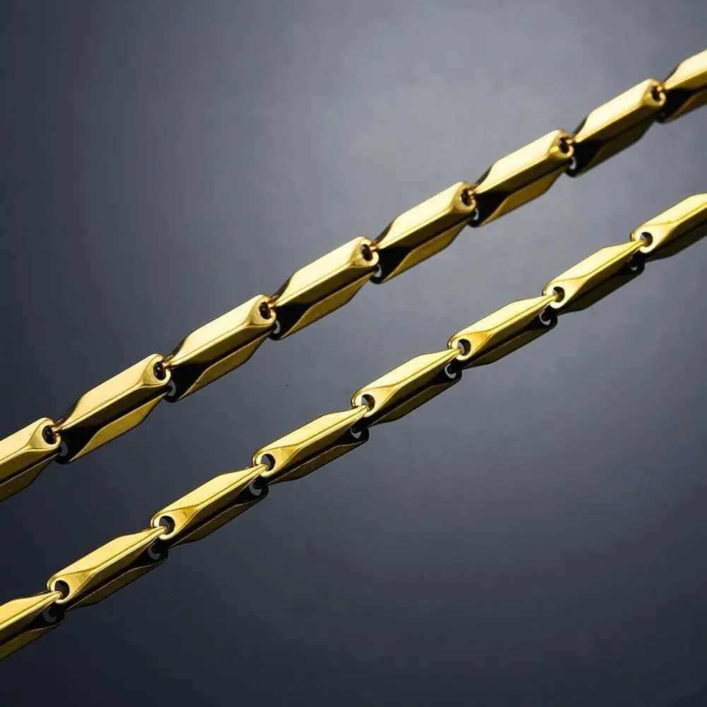 2.5mm/3mm Stainless Steel Bar Link Bamboo Chain High Quality Gold/Silver Color Necklace Choker for Women Men Jewelry AccessoryX240919
