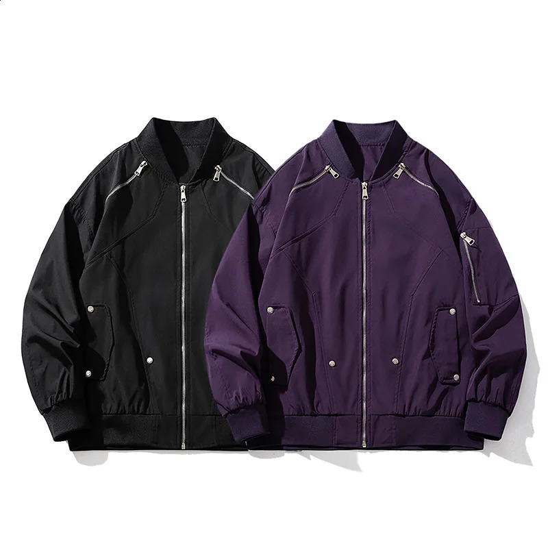 Spring and Autumn Baseball Bomber Jacket Retro n University Jacket Womens Hip Hop Street Clothing Windproof Purple Jacket 240919