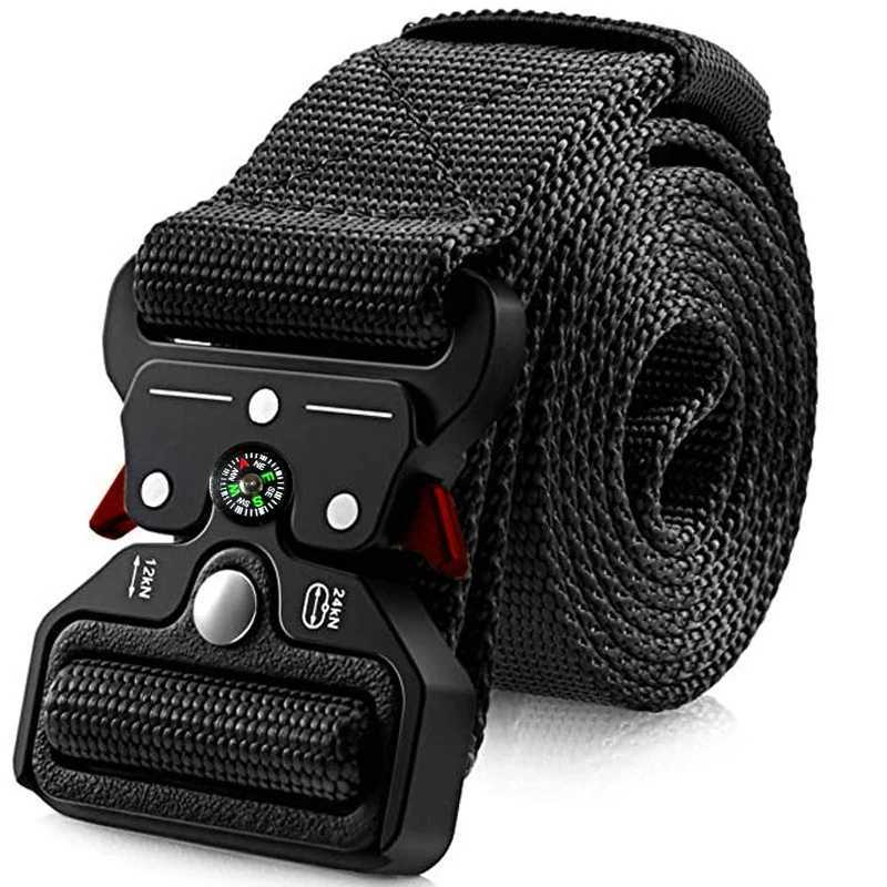Real tactical belt quick release outdoor military belt soft real nylon sports accessories mens and womens black belts plus size W240920