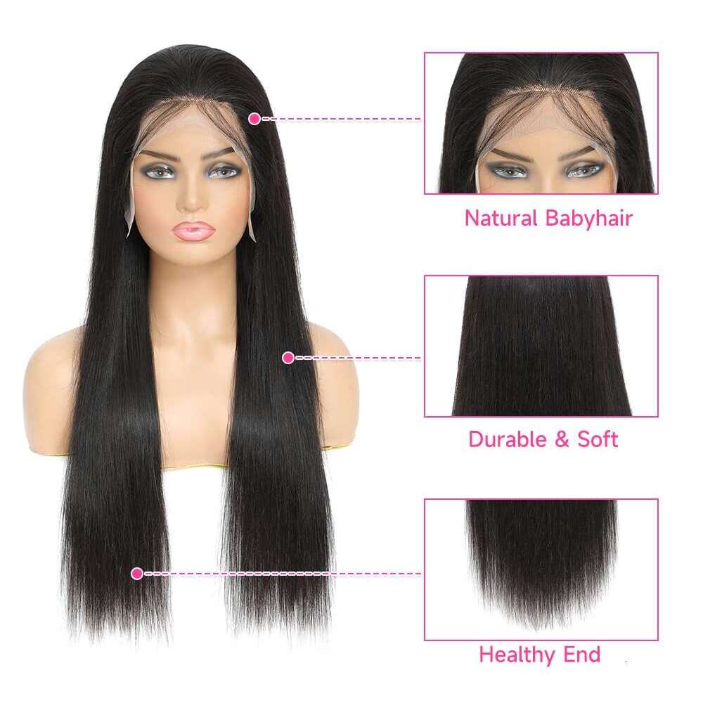 Swupod 13x4 13x6 HD Wig for Women Straight Remy Brazilian Natural Black Frontal Lace Front Human Hair Wigs