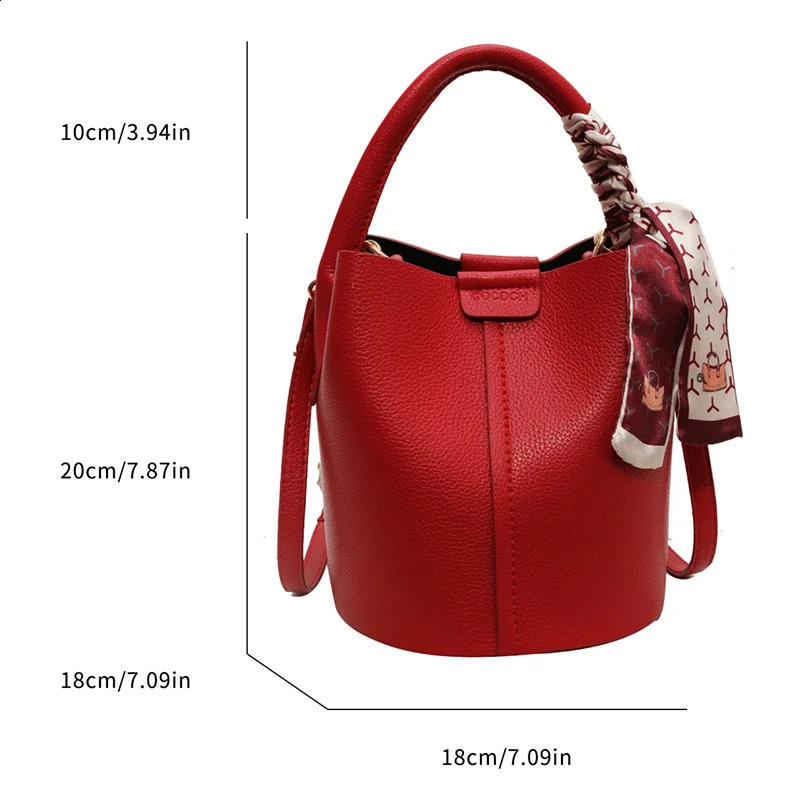 Bucket Bag PU Leather Shoulder Womens Trend Handbag Party Evening Clutch y Cross Body Festa Sling Wallet 240919