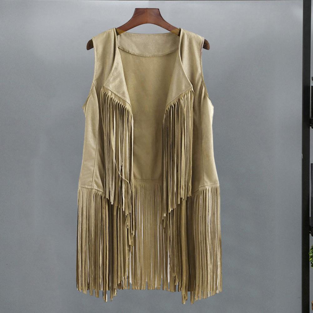 Women Cardigan Tassel Fringed Vintage Western Cowboy Cosplay Coat Sleeveless Stage Performance Role Play Lady Waistcoat