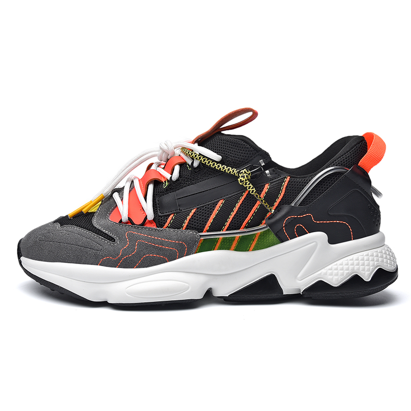 Chunky All-match Running Men Genuine Leather Brand Design Sneakers Thick Sole Fashion Dad Mesh Jogging Sports Shoes a116