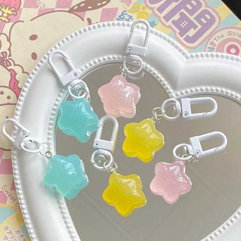 Jelly Pentagram Plastic Keychain Stars Pendant Keyring For Girls Backpack Charm Headphone Case Accessories Creative Couple GiftsX240919