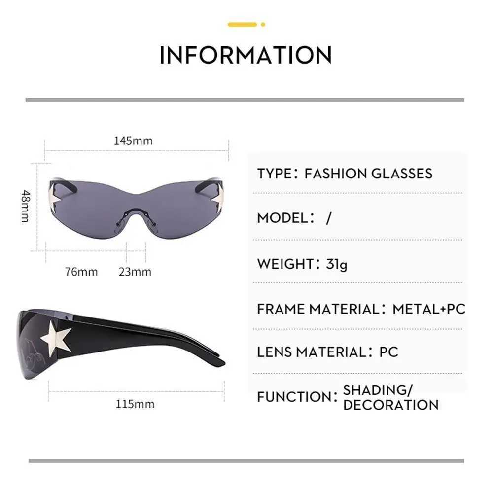 Y2K Rimless Sunglasses Women Men Oversized Trendy Wrap Around Sunglasses Punk One Piece Goggles Sports Sun Glass Shades EyewearX240920