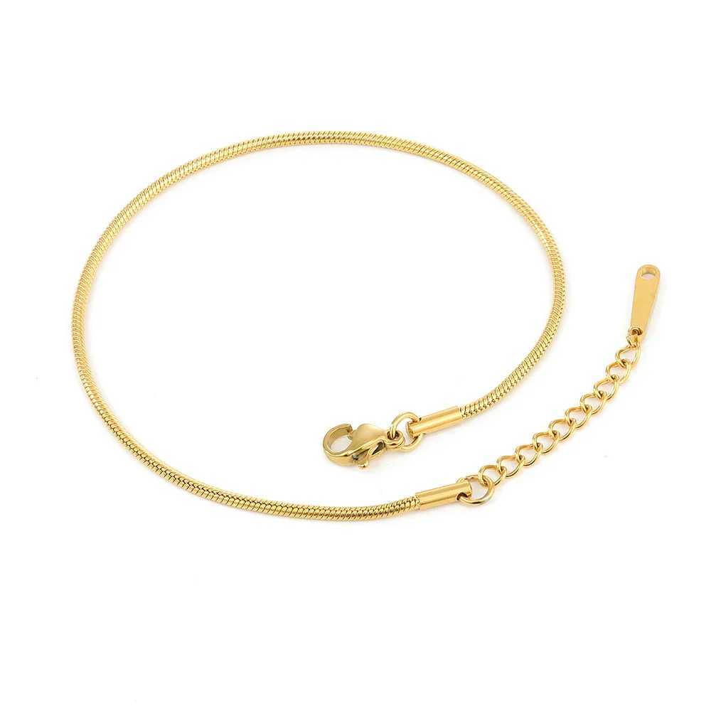 Tarnish Free 1.5mm Round Snake Anklets for Women Stainless Steel Summer Beach Jewelry 2024 Trendy Foot Chain Dropshipping Y240920