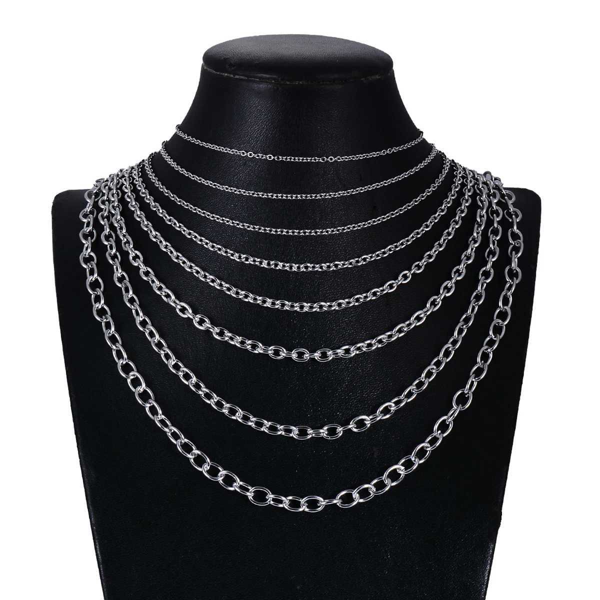 Wholesale 1Pc Width 1.5mm-6mm Stainless Steel Cross O Bulk Chain Necklace For Women Men DIY Jewelry Bracelet NecklaceX240919