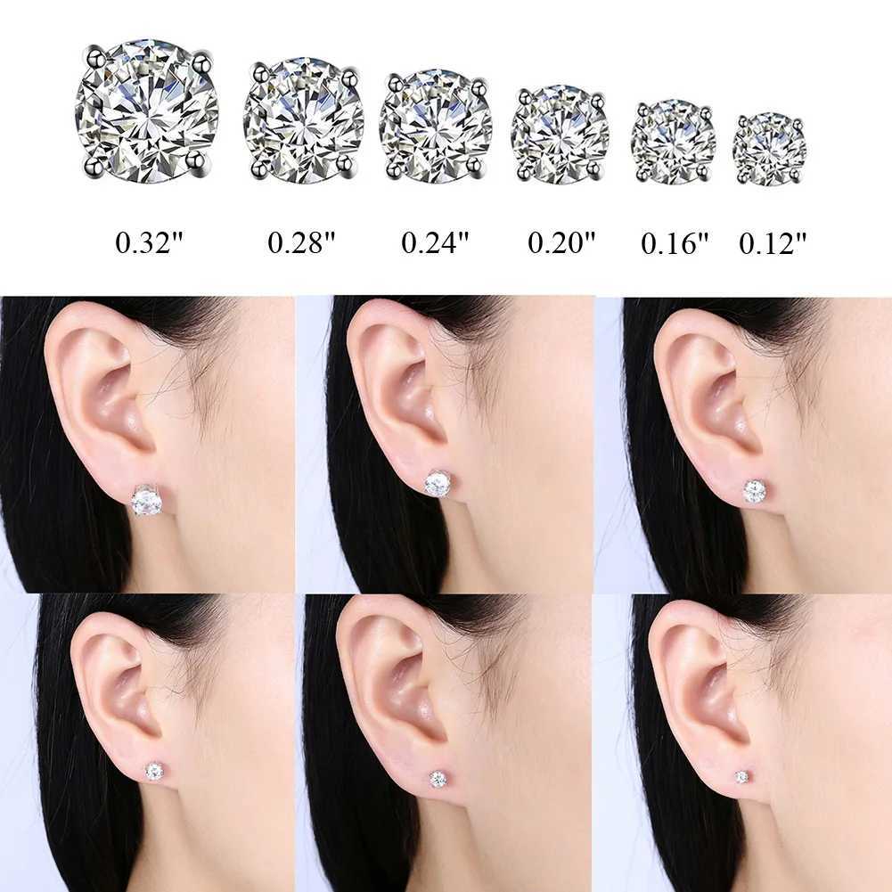TTVOVO Solid 925 Mens Pure Silver Stud Earrings CZ Cubic Zirconia 4-Claw Stud Earrings Engagement Earrings Brinco S925 Jewelry W240919