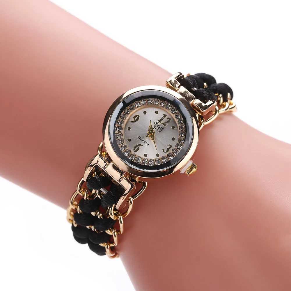 Women Knitting Rope Chain Winding Analog Quartz Movement Wrist Watch Fashionable Simple Style Quartz Wristwatch Reloj MujerX240920