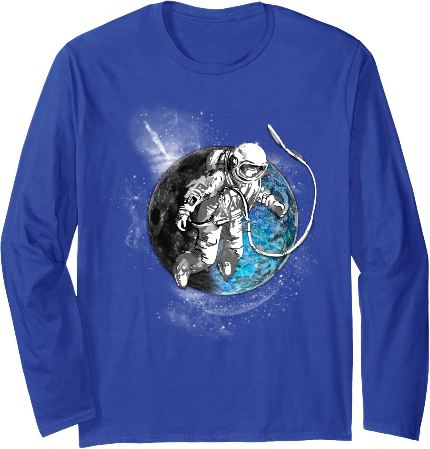 Long Sleeve Shirts for Men sweatshirt Astronaut in space planet mother Earth no gravity Long Sleeve Tee Streetwear Casual tops clothes trend