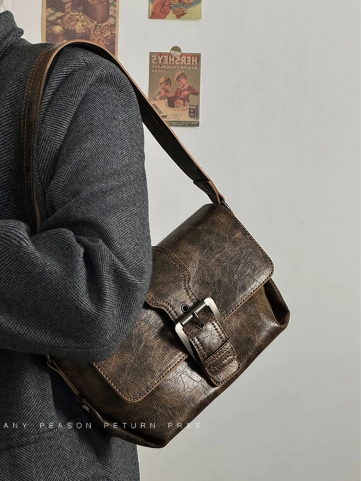 JIAERDI Retro Brown Bottom Bag Womens Retro Handle Pattern Casual Y2k Handbag Womens Harajuku Solid Bolsa 2024 240918