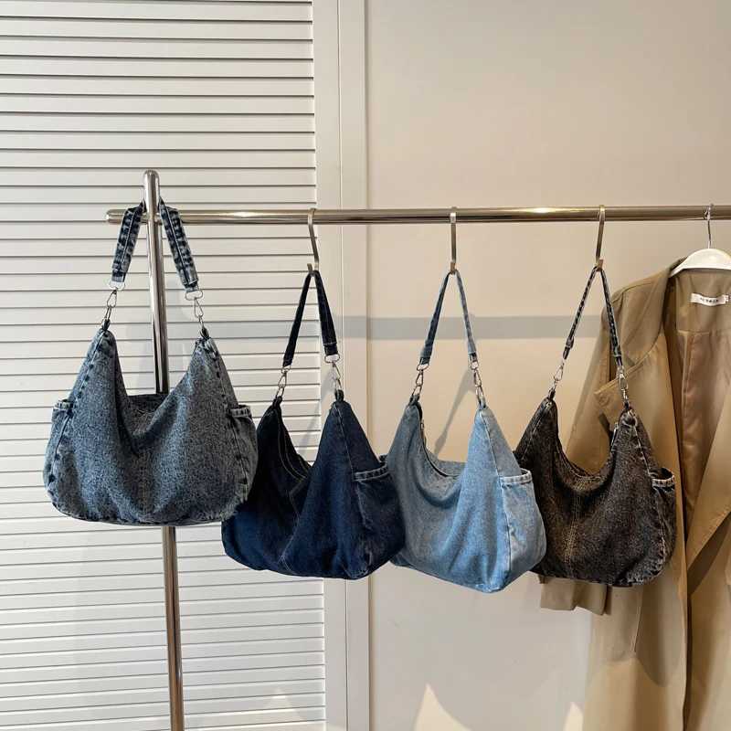 Fashion Denim Sewing Thread Solid Interior Compartment Shoulder Bags 2024 High Quality for Women Zipper Women s Handbags 240920