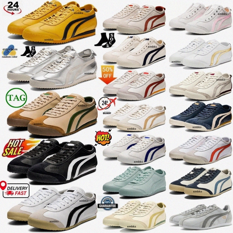Tiger Mexico 66 Running Shoes Sneakers Kill Bill Silver White Birch Peacoat Black White White Blue Red Beige Grass Green Womens Mens Triple Yellow