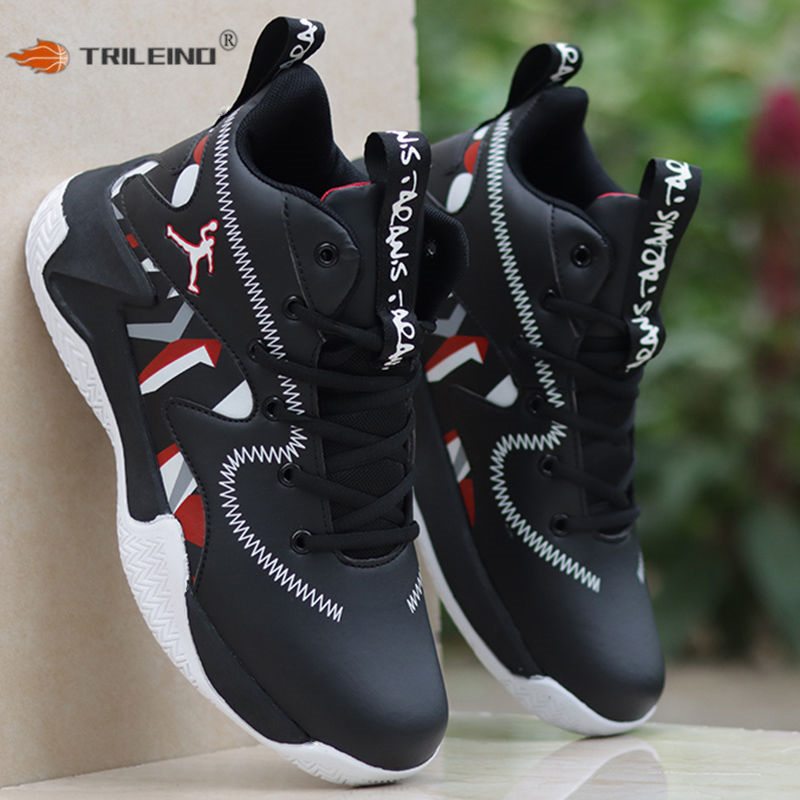TRILEINO Professional Men's White Red Blue Basketball Shoes Basketball Sneakers Anti-skid High-top Couple Man Basketball Boots