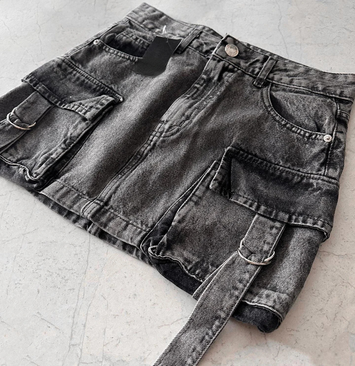 Harajuku Multiple Pockets Denim Plaid Skirt Vintage Goth Black Y2k Mini Skir Fashion Womens Casual Versatile Sexy Streetwear 240920