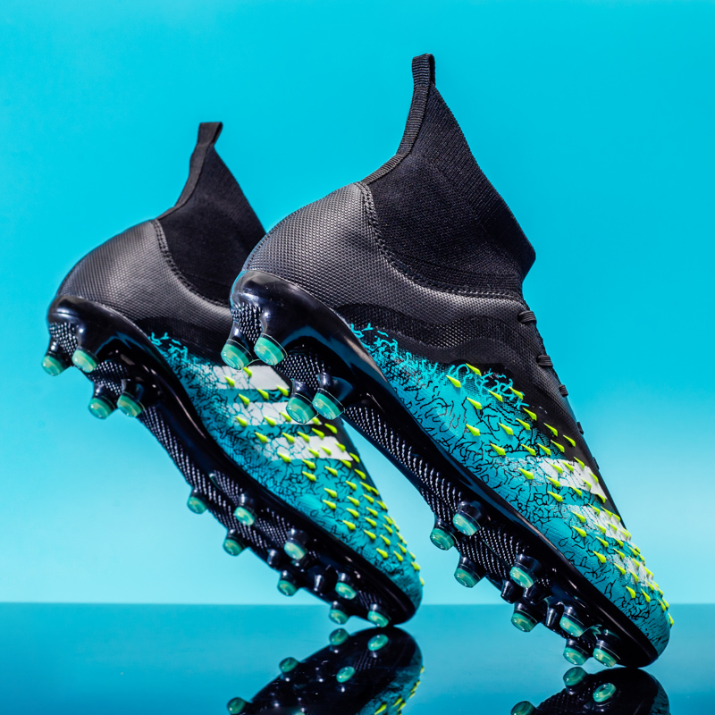 hot Youth Adult TF Professional Training Football Shoes Leather Knitted Breathable Anti Slip Sneaker Fashion Trendy Footwear 36-45