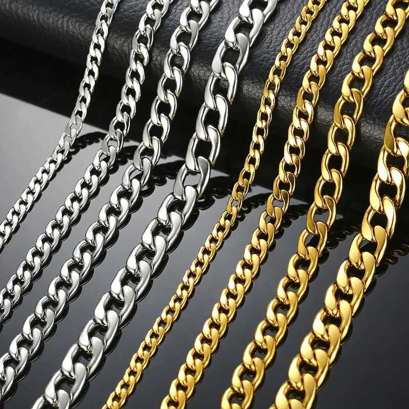 Modyle Mens Necklace Round Miami Cuban Link Chain Gold Silver Color Stainless Steel Necklace for Man Punk Boy Male Colar GiftsX240919