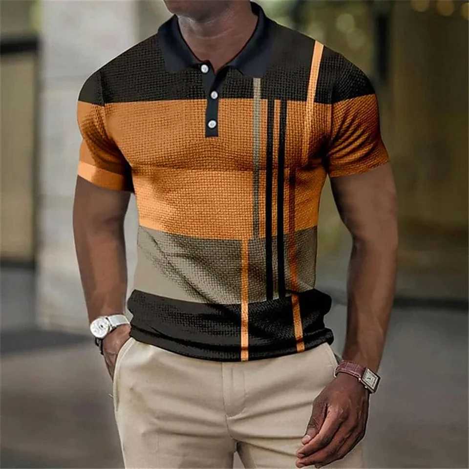 High Quality Mens Polo Shirt 2023 New Stripes Short Sleeve T-shirts Casual Business Button Tops Tees Summer Clothing For BoysX240920