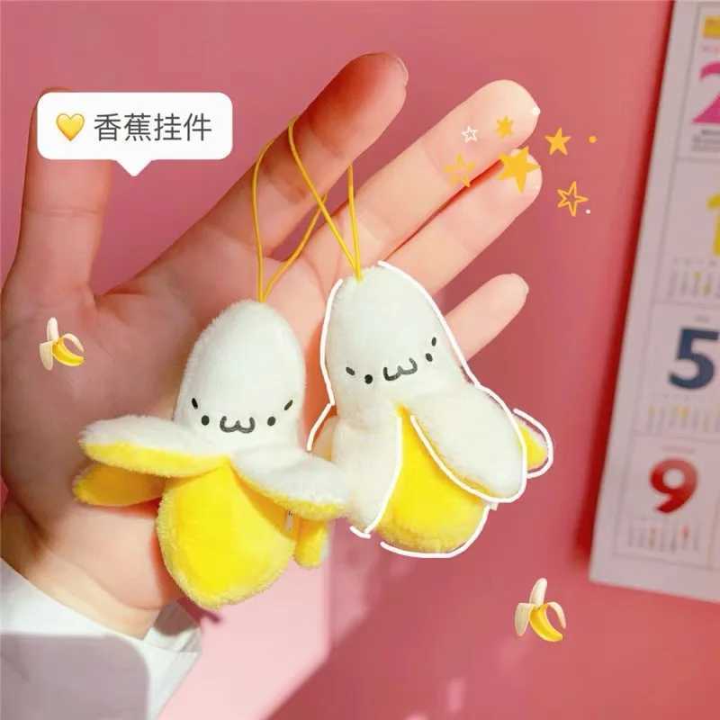 Cartoon Plush Banana Keychain On Backpack Hairy Cute Banana Pendant For Women Men Kid Toy Doll Key Chain Bag Car Keyring GiftsX240919