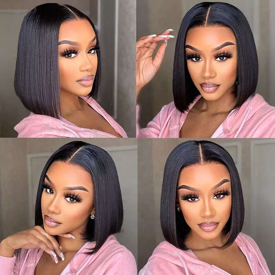 Short Bob Straight 12 14 16 Inch Front Wig 13X6 Transparent Lace Frontal Wigs 250 Density 13x4 Human Hair Natural Brazilian