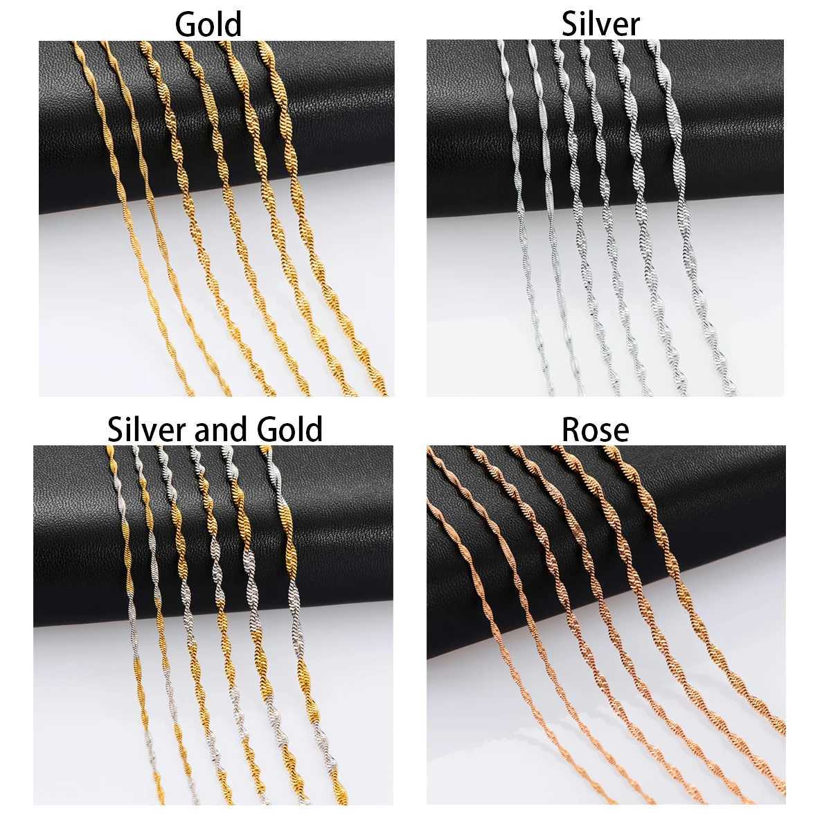 Womens Stainless Steel Necklace Twisted Flat Snake Chain for Ladies Men Jewelry Accessories Choker on the Neck Collarbone DIYX240919