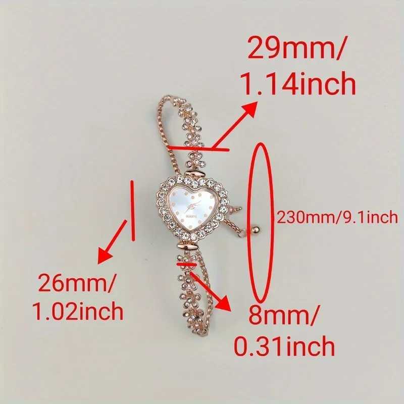 Stylish Cute Heart Sparkling Rhinestone Quartz Womens Watch - Chic Adjustable and AccurateX240920