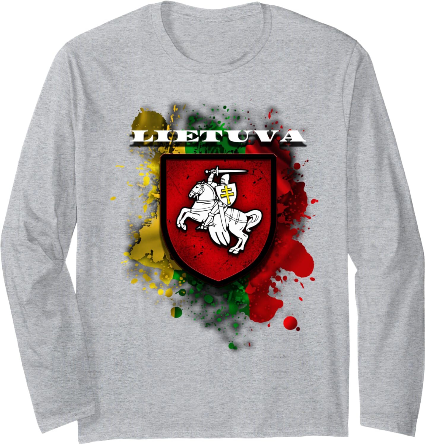 Long Sleeve Shirts for Men sweatshirt Lithuania Gift National Attributes Flag And Vytis Long Sleeve Tee Streetwear Casual tops clothes