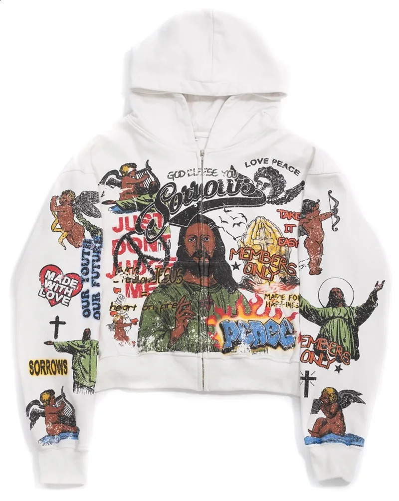Y2k High Street Cartoon Anime Print Oversized Hoodie Women Fashion Hip Hop Casual Loose Jacket Gothic Punk Sweatshirt Men 240911