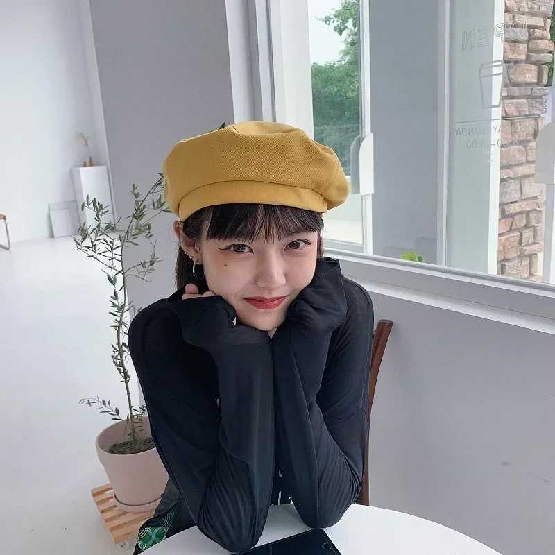 Solid Spring Berets Summer Forward Octagonal Vintage Peaked Cotton French Hats Painter Hat Street Military Beret Women Girl CapsX24
