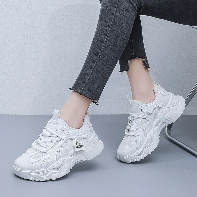 New 2024 Summer Women's Running Korean Style Casual Sports Shoes Thick Sole Breathable Upper For Students K01