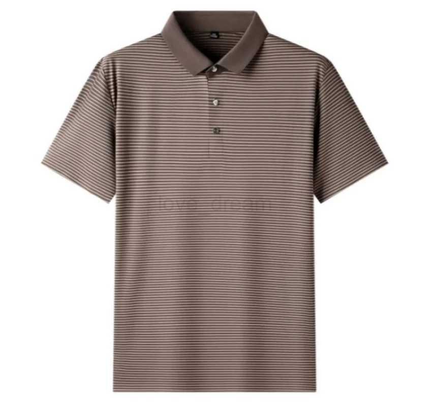 High end Brand Mens POLO Shirt Ice Silk Seamless Short Sleeve 2024 Summer New Fashionable Stripe T-shirt Business Casual MensweXJ240920