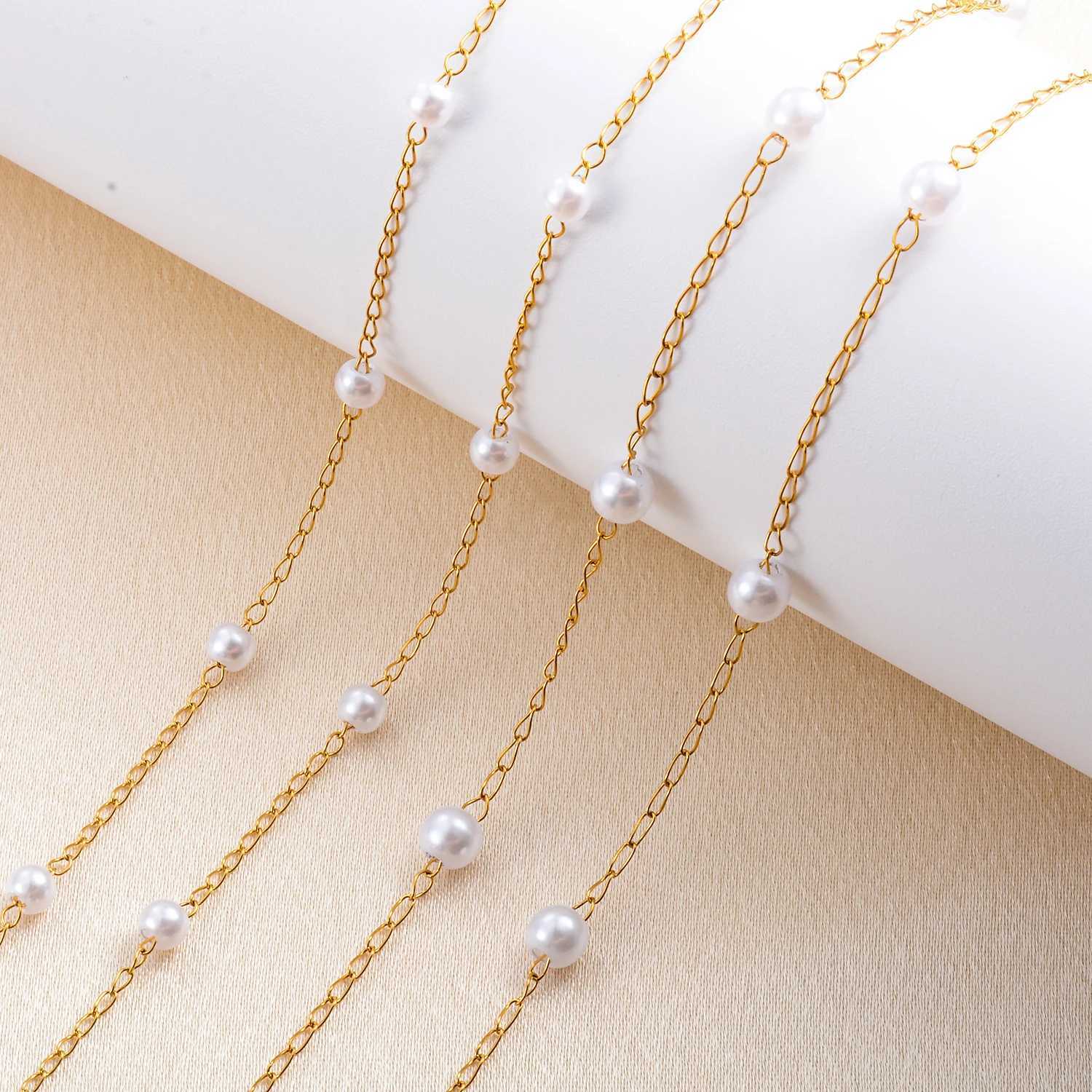 Gold Color Plated Stainless Steel Simple Pearl Choker Necklace Handmade Bead Chain Necklace Waterproof For Women Fashion JewelryX240919