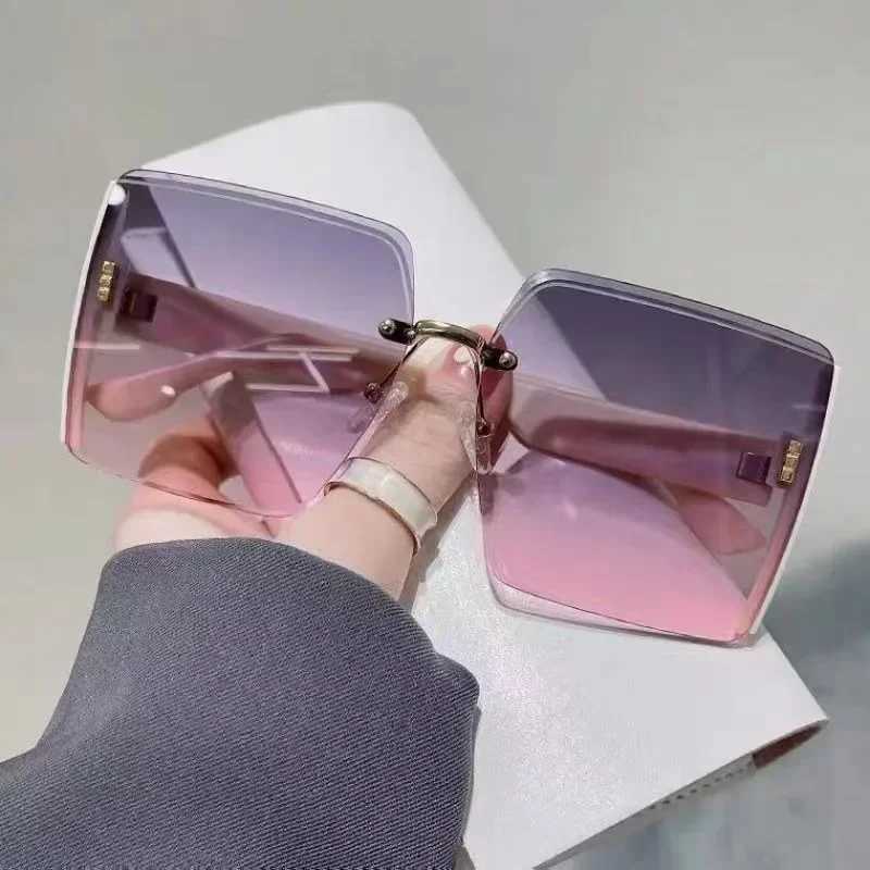 Women Retro Square Sunglasses Classic Vintage Gradient Mirror Frameless Sun Glasses Female Fashion Rimless Oculos De SolX240920