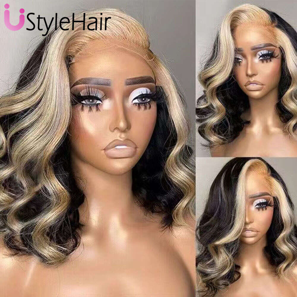 Ustylehair 613 Blonde Bob Lace Short Wave Side Part Front Wig Heat Resistant Synthetic Hair Daily