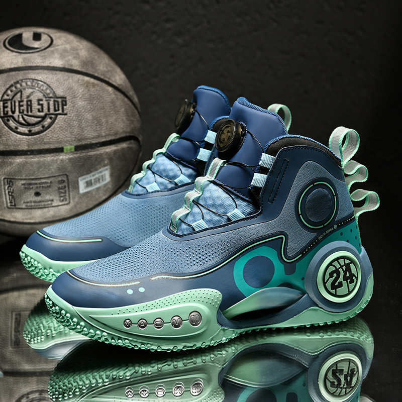 Summer New Basketball Shoes Men Breathable Basketball Boots Shock-Absorbant High-top Sneakers Quick Lacing Outdoor Trainers