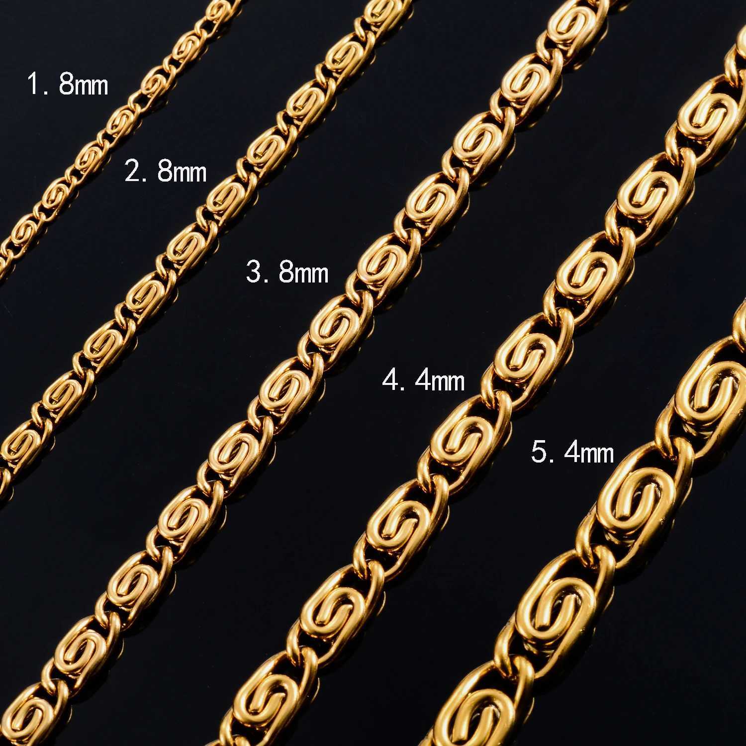 Stainless Steel Paperclip Shape Link Chain Necklace 1.8/2.8/3.8/4.4/5.4mm for Women Men Gold Color Hip Hop Choker JewelryX240919