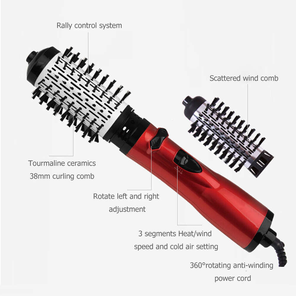 Round 2 In 1 Rotating Ion Hot Air Hair Dryer Curg Straight Comb Brush