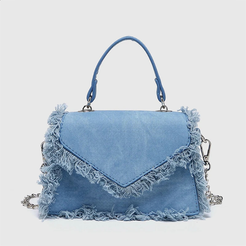 Womens casual fashion tassel mini bag fully matched Y2k wallet and handbag denim elegant office womens shoulder cross body 240919