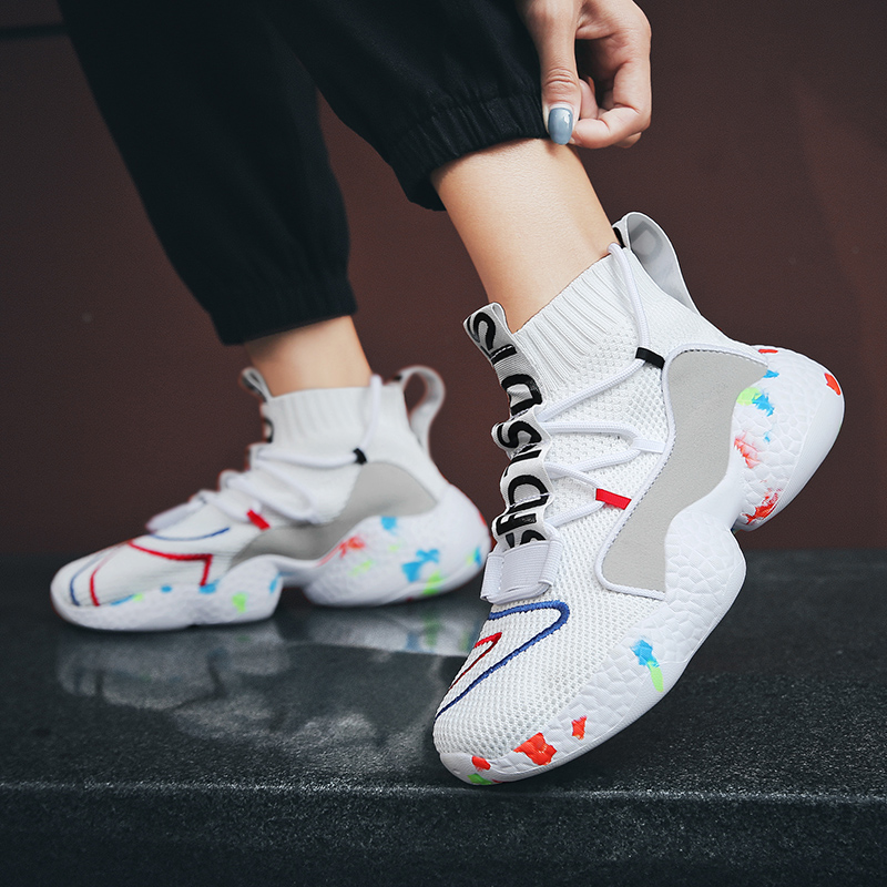 Men's Basketball Sneakers Men's Mesh Running Shoes Casual Sneakers Lace-up Comfortable Sneakers Large Size 35-47