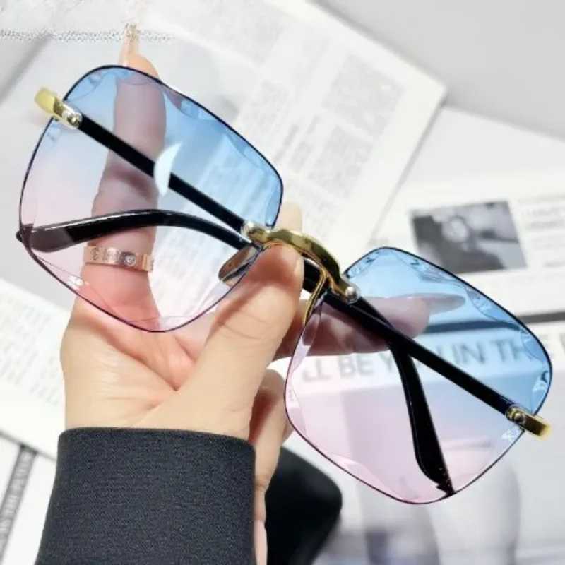 2024 New Fashion Frameless Cut Edge Sunglasses New Summer Sun Visors Square Sunglasses for Woman Lenses UV400 Women SunglassesX240920
