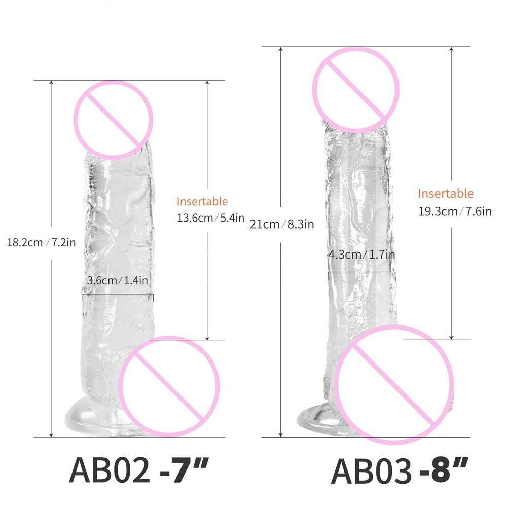 7 inch soft TPE TPR realistic clear jelly crystal dildo for women translucent cock penis adult sex toys