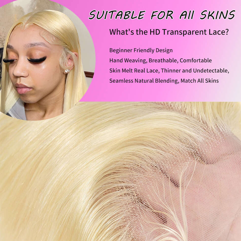 30 36Inch Bone Striaght 613 Blonde Wigs 13x6 Human Hair HD Frontal Brazilian Remy 13x4 Colored Lace Front Wig 250%