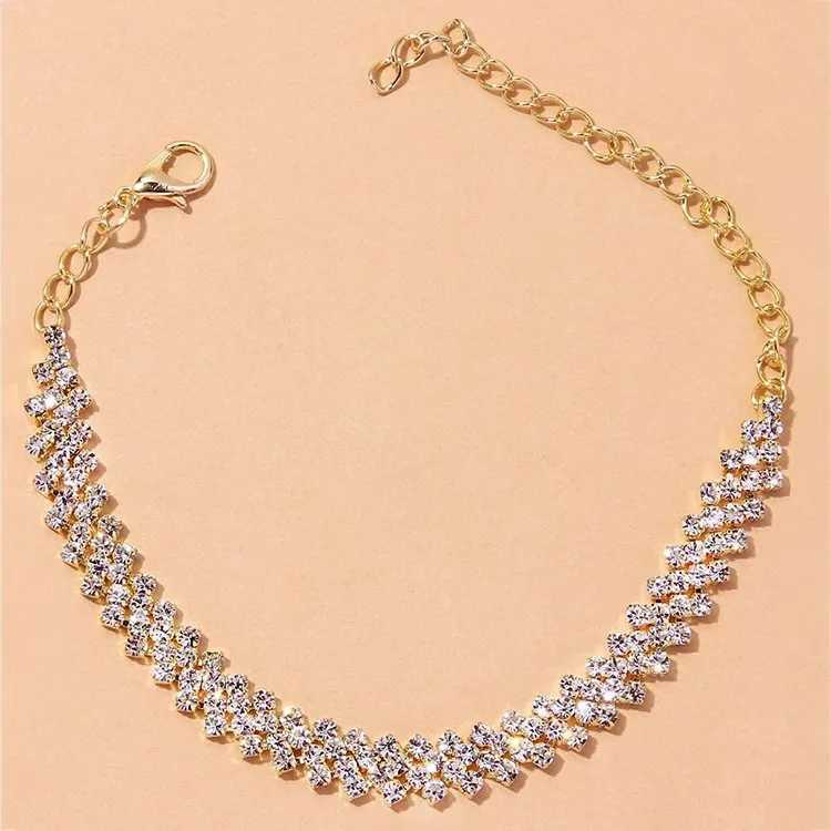 New Shining Cubic Zirconia Chain Anklet For Women Fashion Silver Color Ankle Bracelet Barefoot Sandals Foot Jewelry Y240920