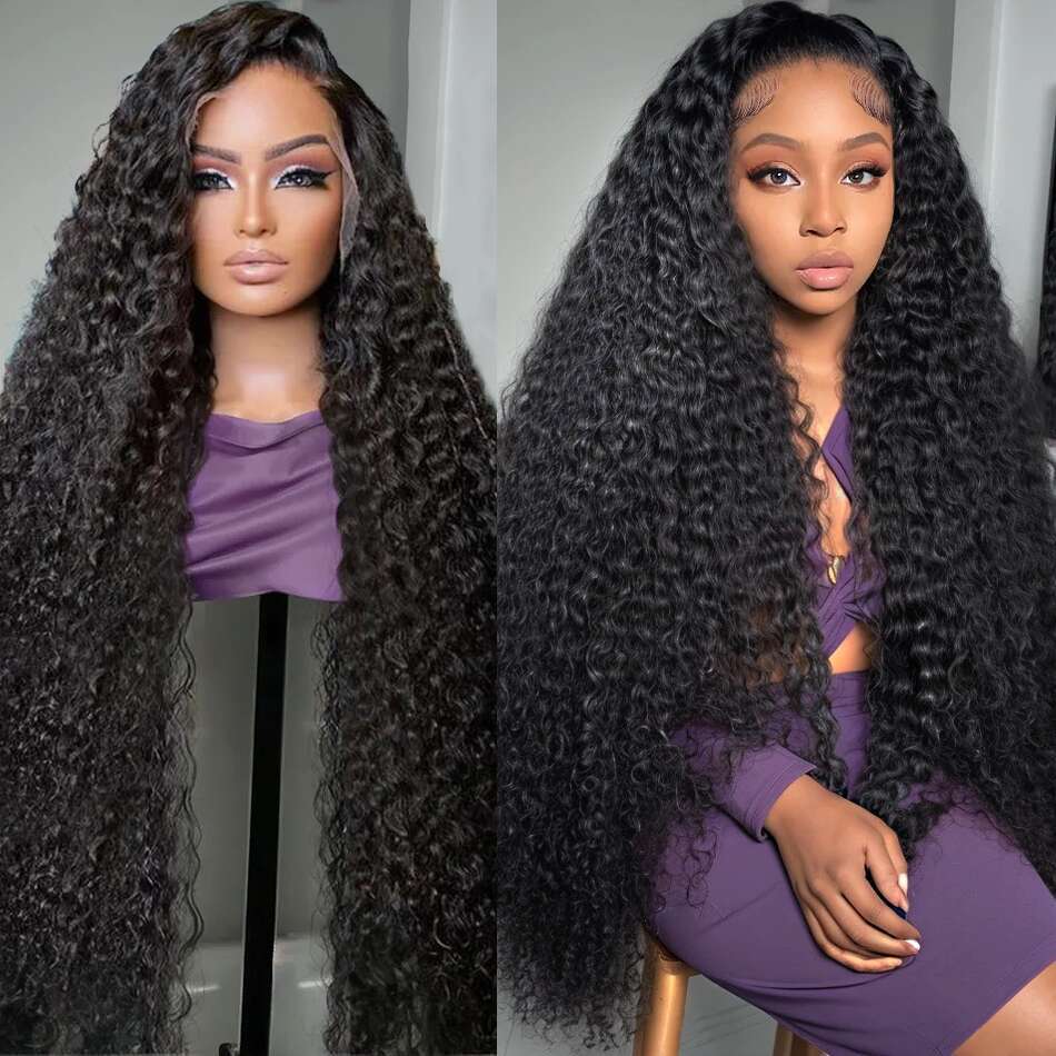 Deep Wave 13x6 HD Transparent Front Human Hair Wig 250 Density Brazilian Kinky Curly 13x4 Lace Frontal Wigs For Women