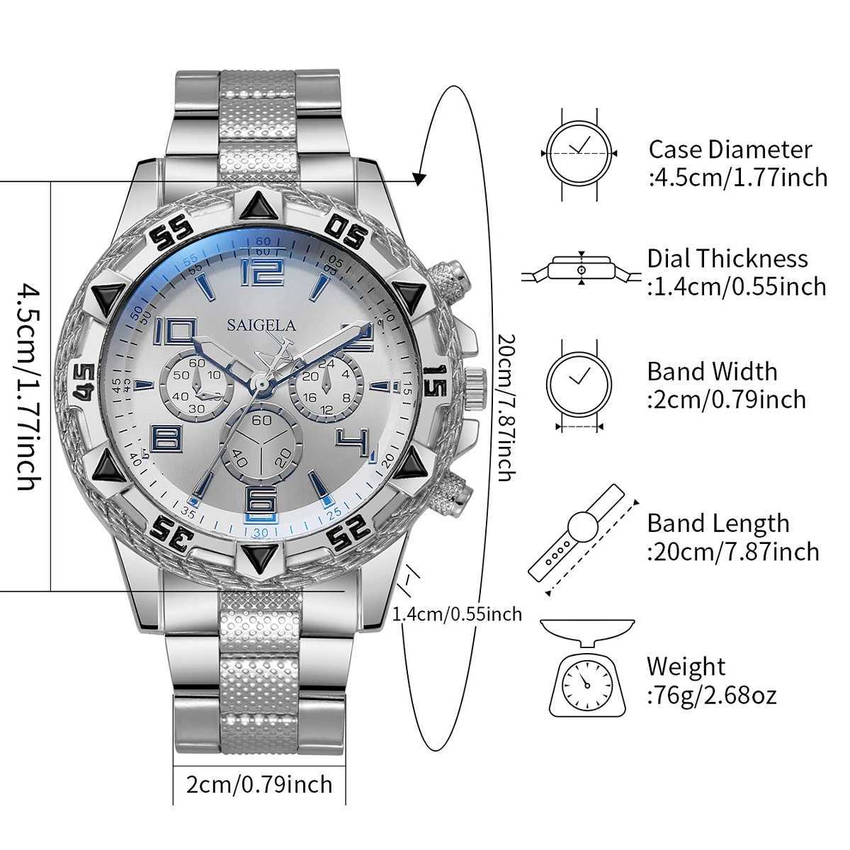 Mens Business Watch Fashion Arabic Dial Silver Steel Band Quartz Watches Male WristwatchesX240920