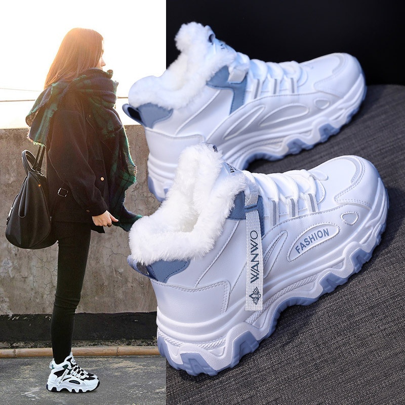 Velvet Warm Dad Winter High Top Sports Women's Cotton New Ins Trendy Shoes Student HX-Q7815
