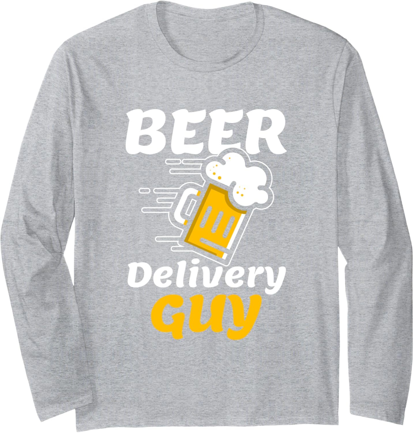 Long Sleeve Shirts for Men sweatshirt Funny Beer Delivery Guy Alcohol Liquor Drink Bar Drinker Long Sleeve T-Shirt T shirt Tee Streetwear Casual tops 
